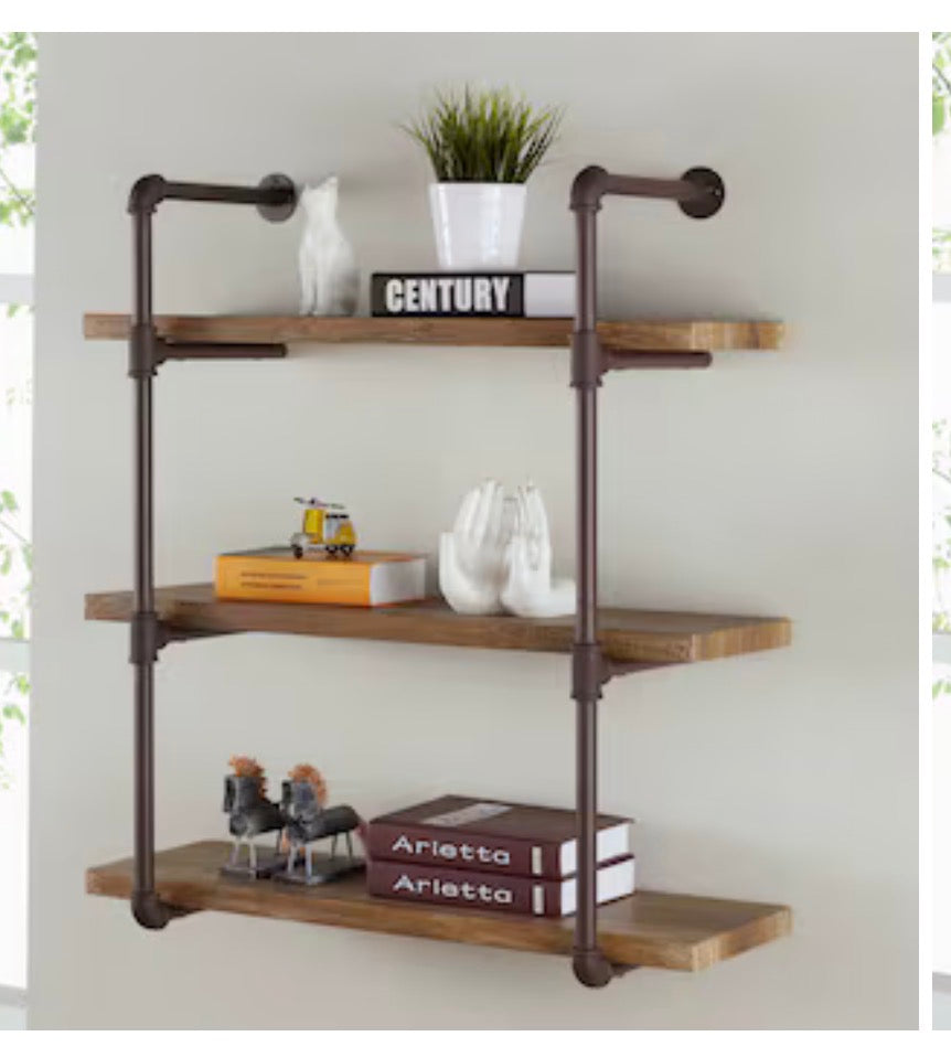 12.5 Inch Diameter X 31.5 Inch Length Laminate Rectangular Tiered Shelf (Brown) (New in Box)