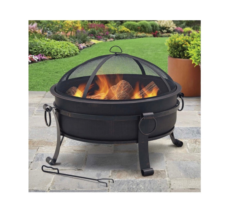 Hometrends Steel Bowl Wood Burning Fire Pit & Fireplace