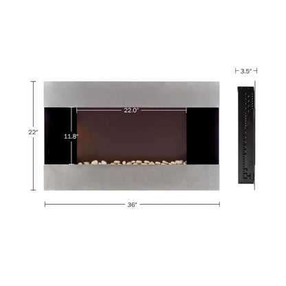 Northwest Electric Fireplace 36 Inch X 8.6 Inch X 22 Inch (Silver) (New in Box)