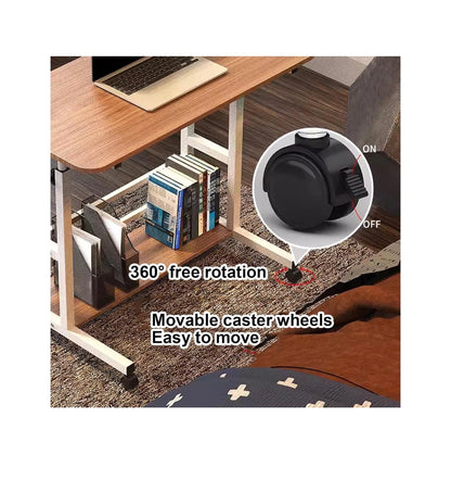 Portable Desk, Adjustable Rolling Desk, Rolling Computer Desk, Desk with Wheels, Height Adjustable Table with Storage, Movable Sofa Side Table, for Small Spaces (Black) (New in Box)