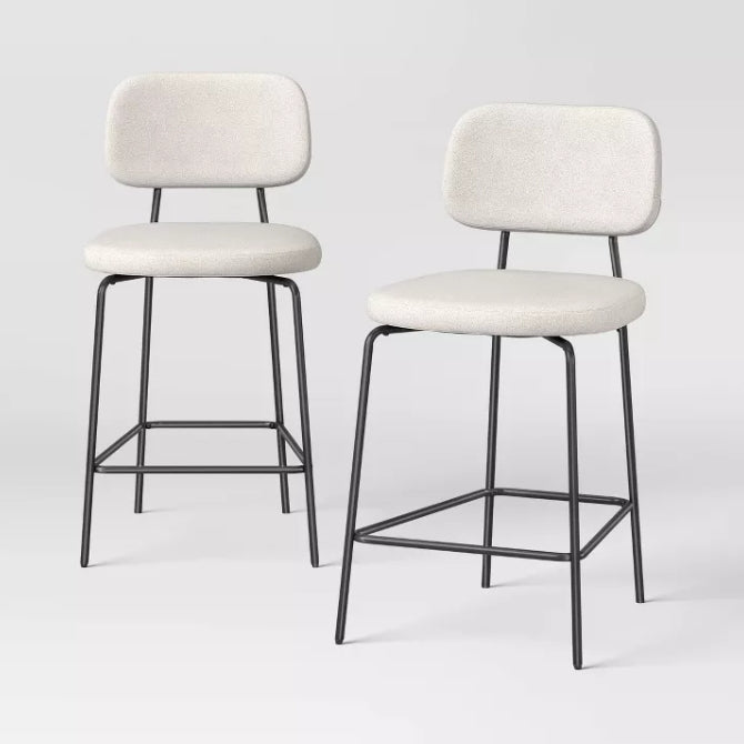 Set of 2 24" Upholstered with Metal Base Counter Height Barstool