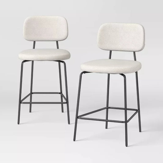 Set of 2 24" Upholstered with Metal Base Counter Height Barstool