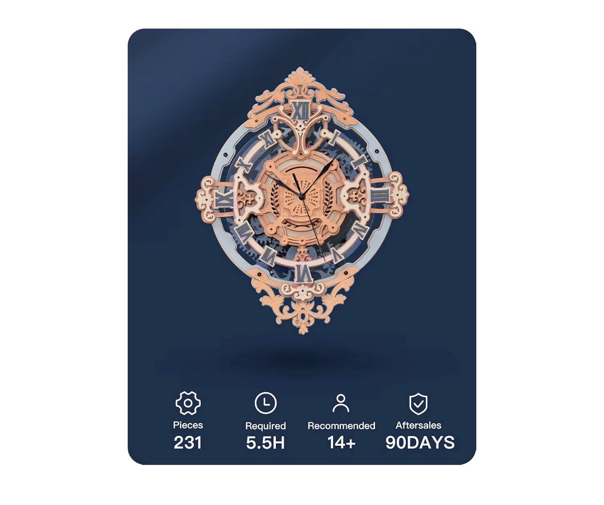 3D Wooden Puzzle Wall Quartz Clock Kit