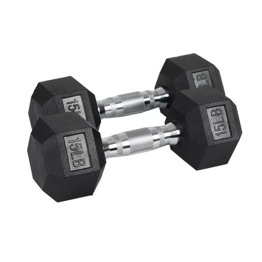 15lbs. HolaHatha Iron Hexagonal Cast Home Exercise Dumbbell Free Weight