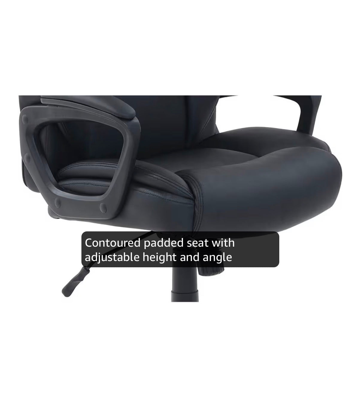 Amazon Basics Classic Puresoft PU Padded Mid-Back Office Desk Chair with Armrests, Easy Assembly, Sturdy Metal Base, Wheels, 275lbs Support, 26 Inches Depth X 23.75 Inch Width X 42 Inch Height (Black) (New in Box: Needs to be Assembled)