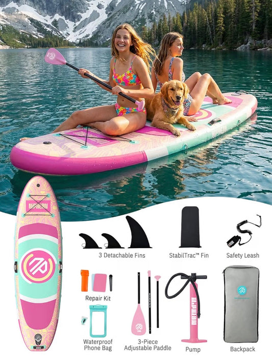 Niphean Extra Wide Paddle Board with StabilTrac Fin, Stable Inflatable Paddle Board with SUP Accessories