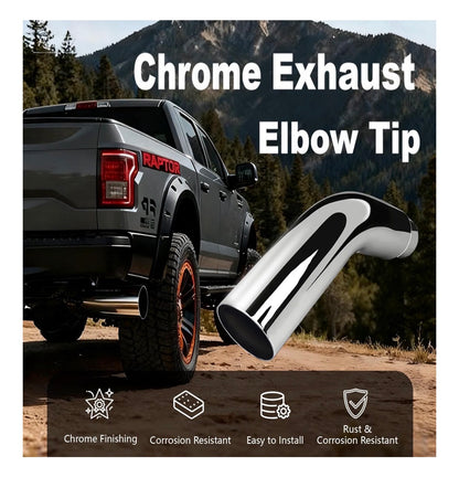 Universal 4 Inch to 6 Inch Exhaust Elbow Pipe with Steel Clamp Silver Chrome or Black Painted for Car, Truck & Diesel (New in Box)