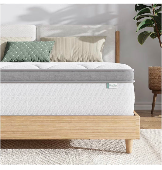 Novilla Twin Size Mattress, 10 Inch Hybrid Mattress in a Box, Comfort Sleep Pocket Innerspring Pillow Top Mattresses for Motion Isolation, Pressure Relief & Edge Support, Medium Firm, CertiPUR-US (New in Box)