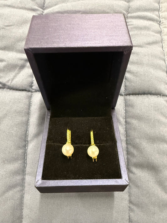 Sterling Silver Gold Plated Peal Earrings