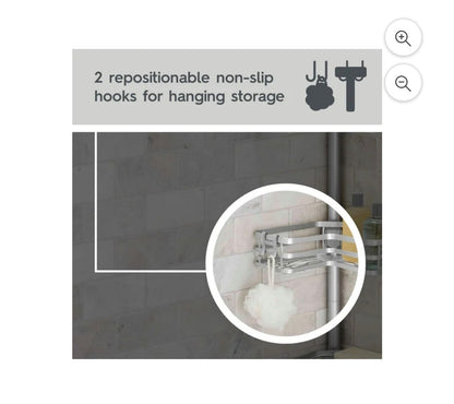 Better Homes & Gardens Adjustable Rust-Resistant Satin Nickel Tension Pole Shower Caddy 3 Tier, 5-9ft.