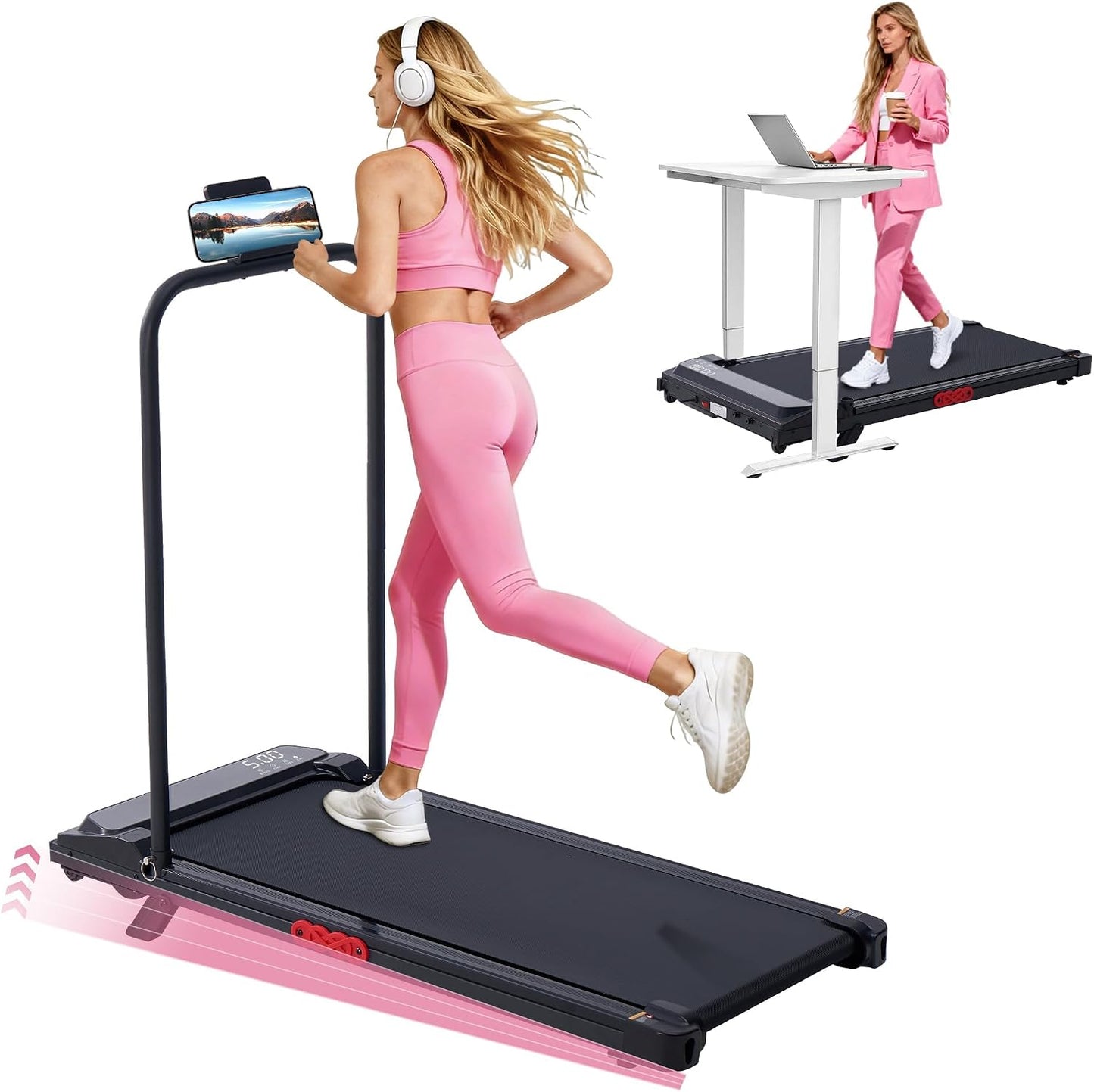 Walking Pad with Incline and Handle Bar