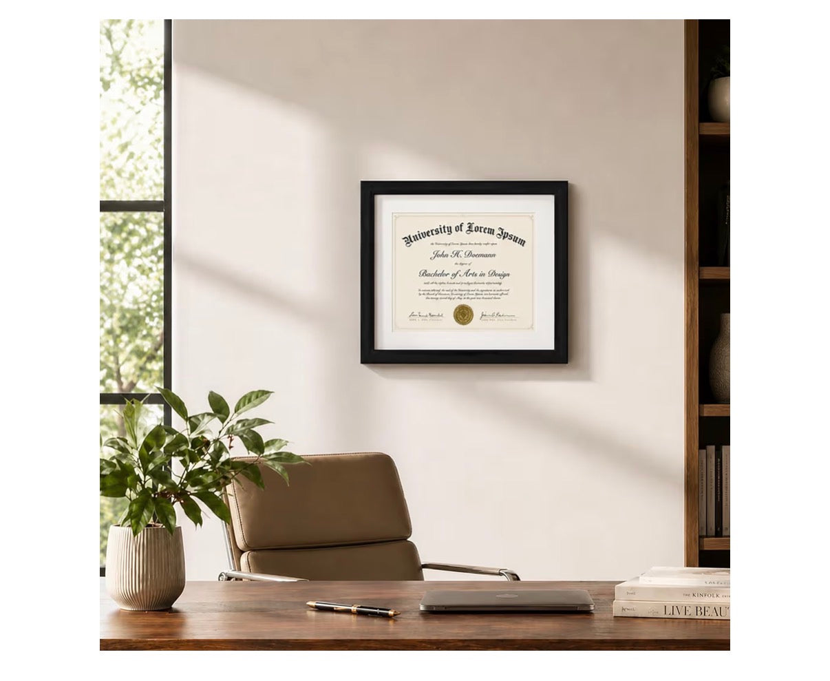 Americanflat 11 Inch X 14 Inch Diploma Frame with Shatter Resistant Glass Use as 8.5 Inch X 11 Inch Frame with Mat or Display 11 Inch X 14 Inch Documents without Mat-Certificate Frames with Engineered Wood for Wall Display (Black) (New in Box)