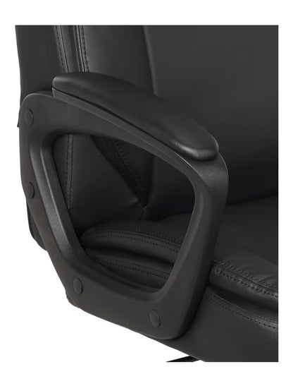 Amazon Basics Classic Puresoft PU Padded Mid-Back Office Desk Chair with Armrests, Easy Assembly, Sturdy Metal Base, Wheels, 275lbs Support, 26 Inches Depth X 23.75 Inch Width X 42 Inch Height (Black) (New in Box: Needs to be Assembled)