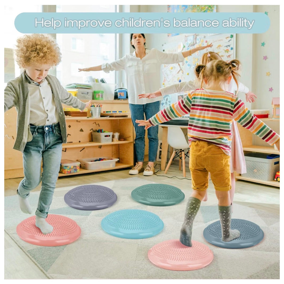 Wiggle Seat Inflated Wobble Cushion for Sensory Kid 13 Inch Balance Disc Kids Flexible Seating Exercise Sensory Pad Chair Cushion for Classroom Office School (Morandi) (New in Box)