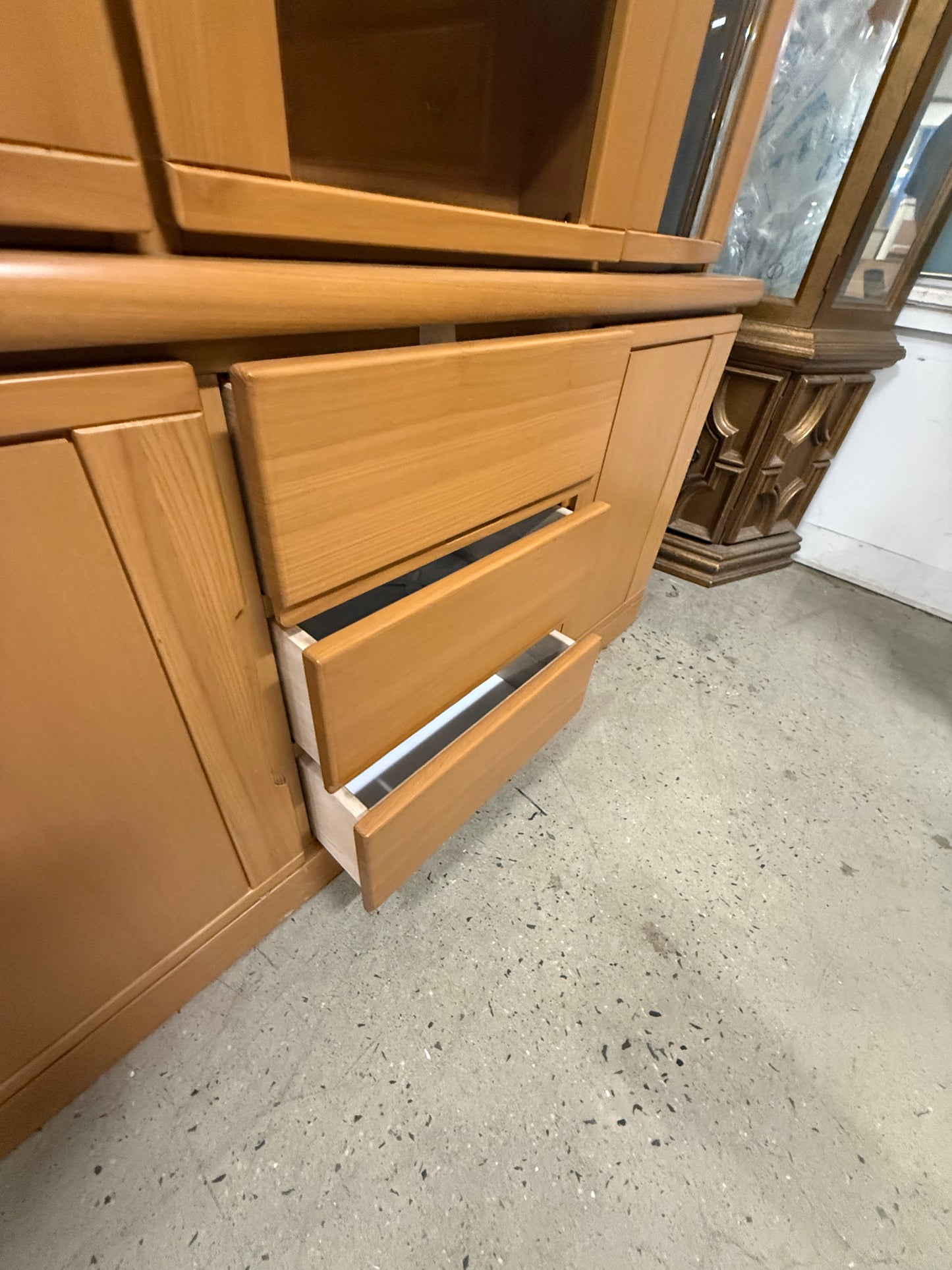 Bookcase with Glass Doors with Drawers and Cabinet Doors