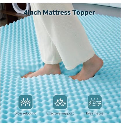 Firm Memory Foam Mattress Topper Queen Size Dual Layer 3 Inch Cooling Gel Memory Pad 1 Inch Pillow Top Mattress Cover for Back Pain 60 Inch X 80 Inch X 4 Inch