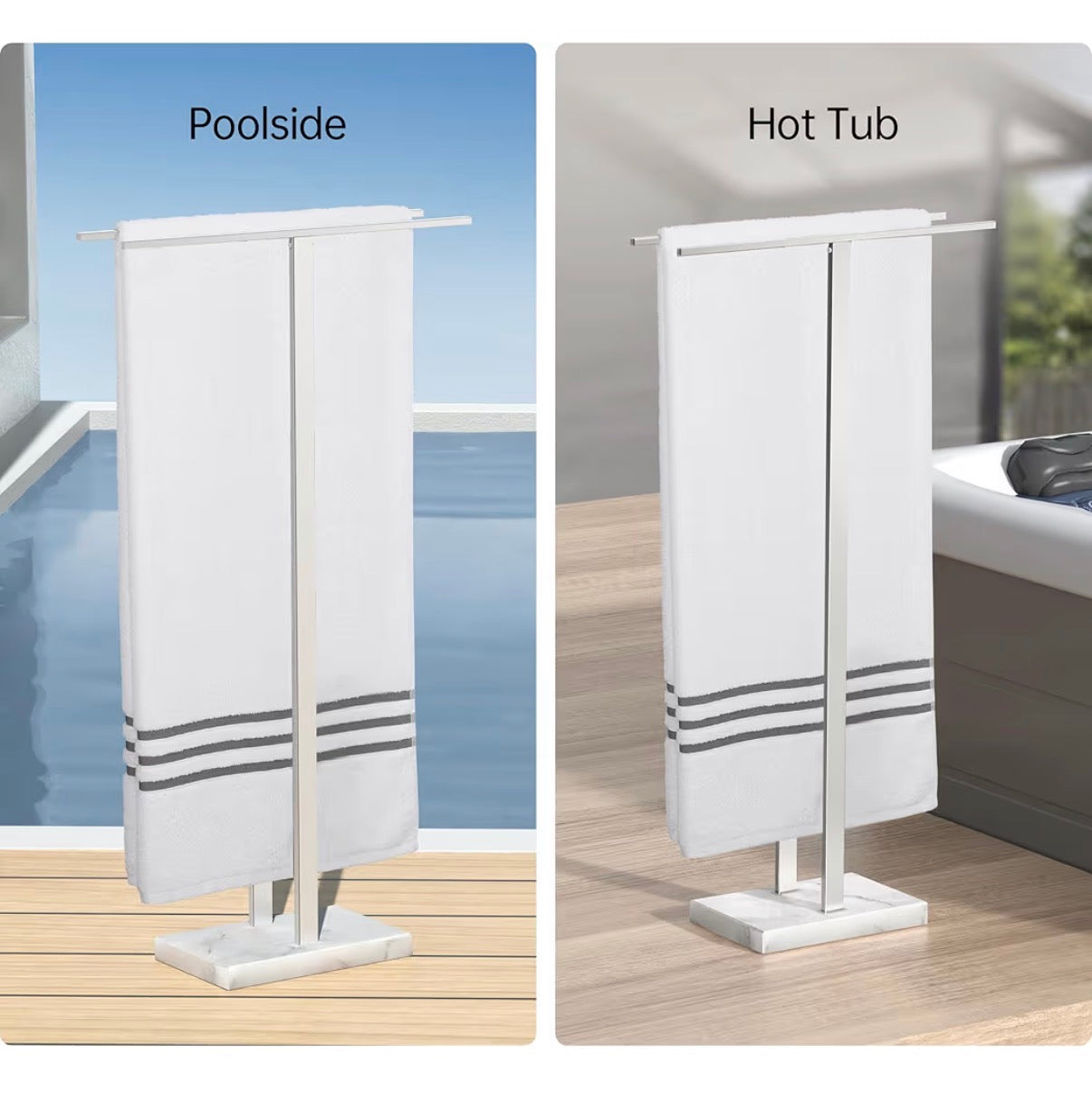 KES Standing Towl Rack Taller Version 37 Inch Height Bathroom Towel Rack Stand with Marble Base, Free Standing Towel Holder Stand (Stainless Steel Brushed Finish) (New in Box)
