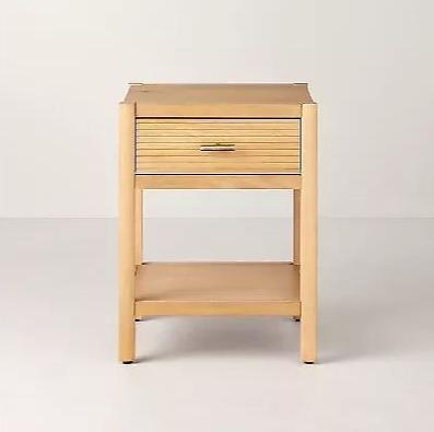 Grooved Wood Square Accent Table with Drawer - Natural - Hearth & Hand