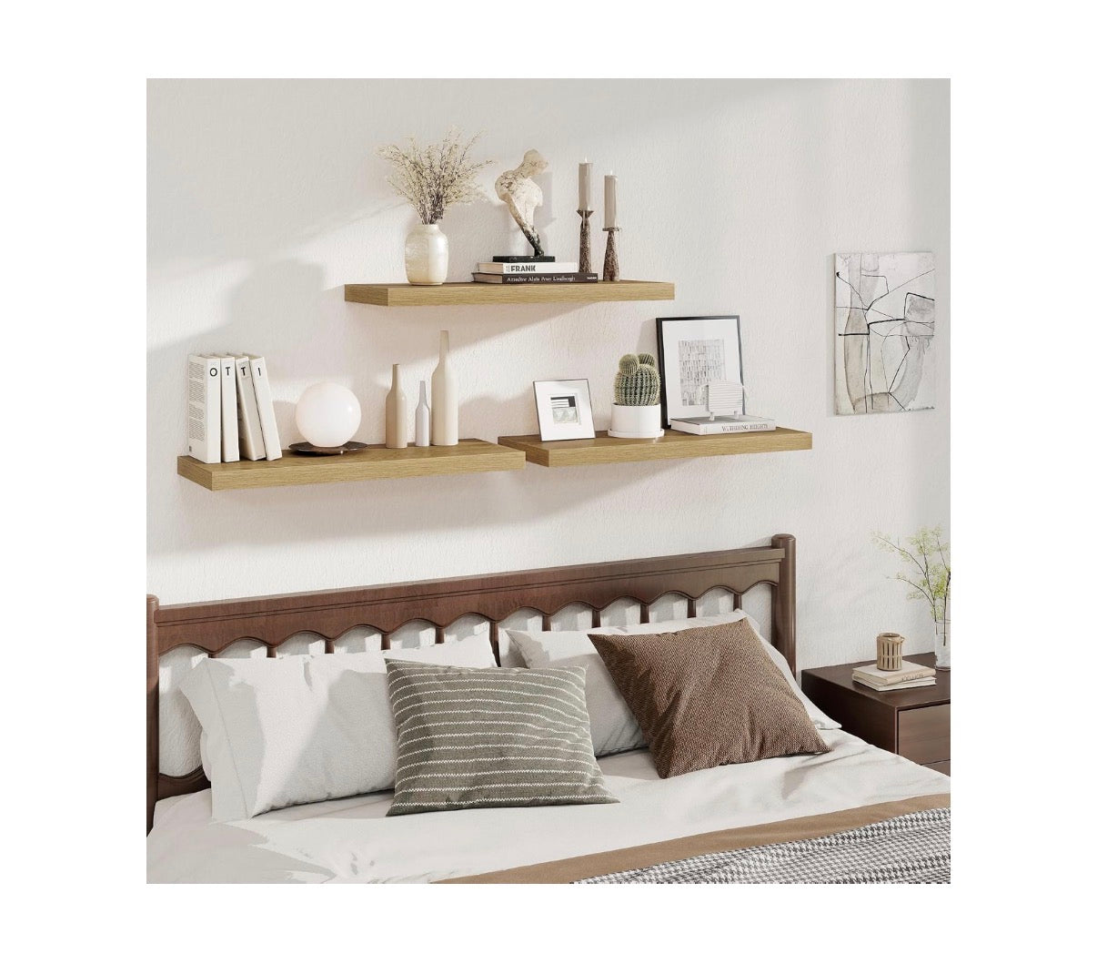 Deep Floating Shelves, 32 Inch Width X 12 Inch Depth Oak Wall Shelves, 32 Long Rustic Wood Wide Storage Shelves for Bedroom, Kitchen, Farmhouse, Laundry room, and Office Set of 3 (New in Box)