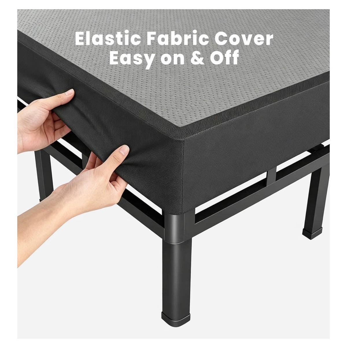 18 Inch Full All-in-One Box Spring, Metal Mattress Foundation with 9 Legs Heavy Duty 400 Lbs Capacity, Rounded Edges & Recessed Legs, Fabric Cover, Noise Free, Easy Assembly, Under-Bed Storage (New in Box)