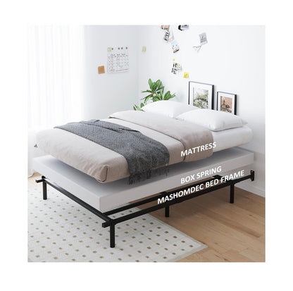 Queen Metal Bed Frame, 7 Inch Low Heavy Duty Platform Bed Frames Queen Size for Box Spring and Mattress, Easy Assembly, Noise Free, Adjustable (Black) (New in Box)