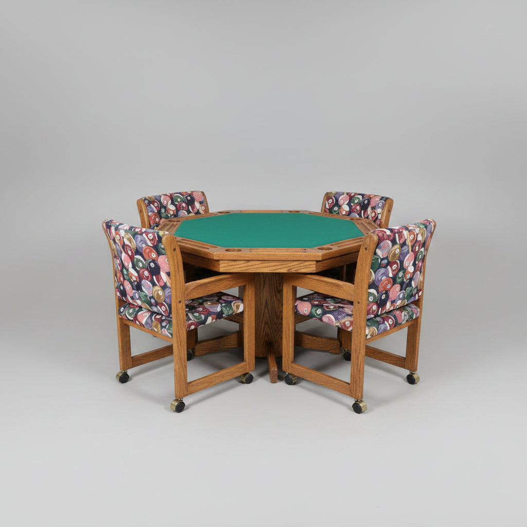 Vintage Poker Table and Chair Set