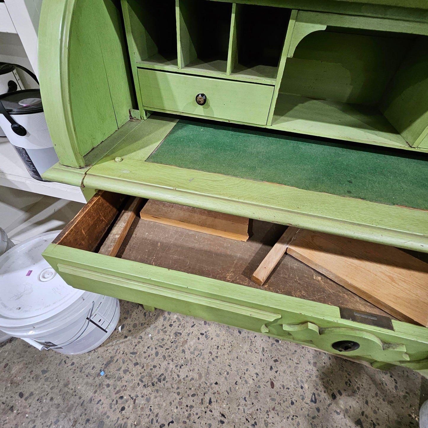 Antique Green Secretary/ Hutch