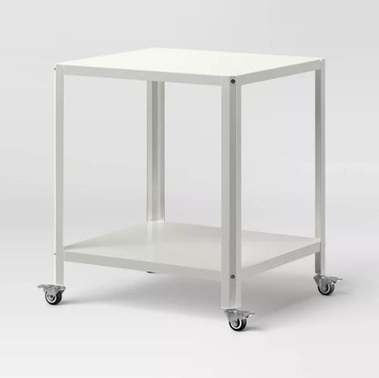 Metal Accent Rolling Side Table Chalk White - Room Essentials