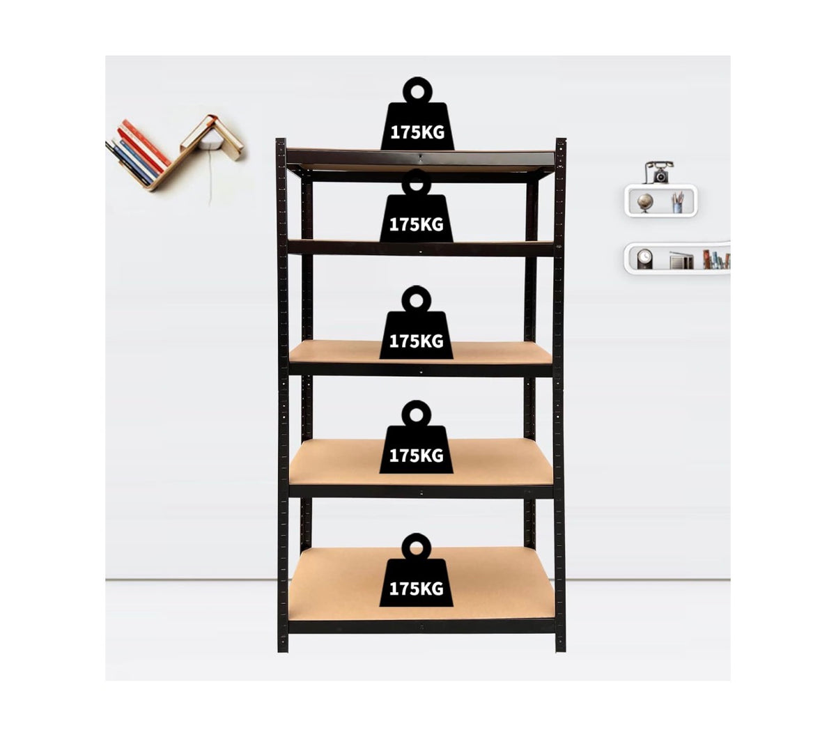 5 Tier 35 Inch X 16 Inch X 71 Inch Shelving Unit Boltless Garage Racking, Metal Storage Shelves, Racking Storage Unit for Home, Office, Garage, Kitchen, Bathroom Organization (Black) (New in Box)