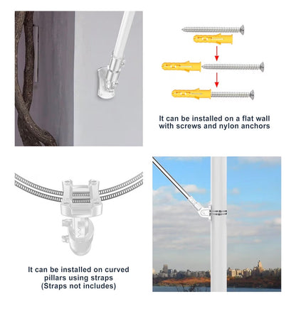 Heavy Duty T304 Stainless Steel Flag Pole Bracket 180 Degrees Adjustable Flag Pole Holder for House with 2 Installation Methods, Flag Mount for 1 Inch Diameter Pole, Wind Resistant & Rust Free (White) (New in Box)