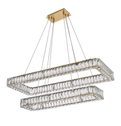 Elegant Lighting Monroe 42 Inch Led Double Rectangle Pendant In Gold