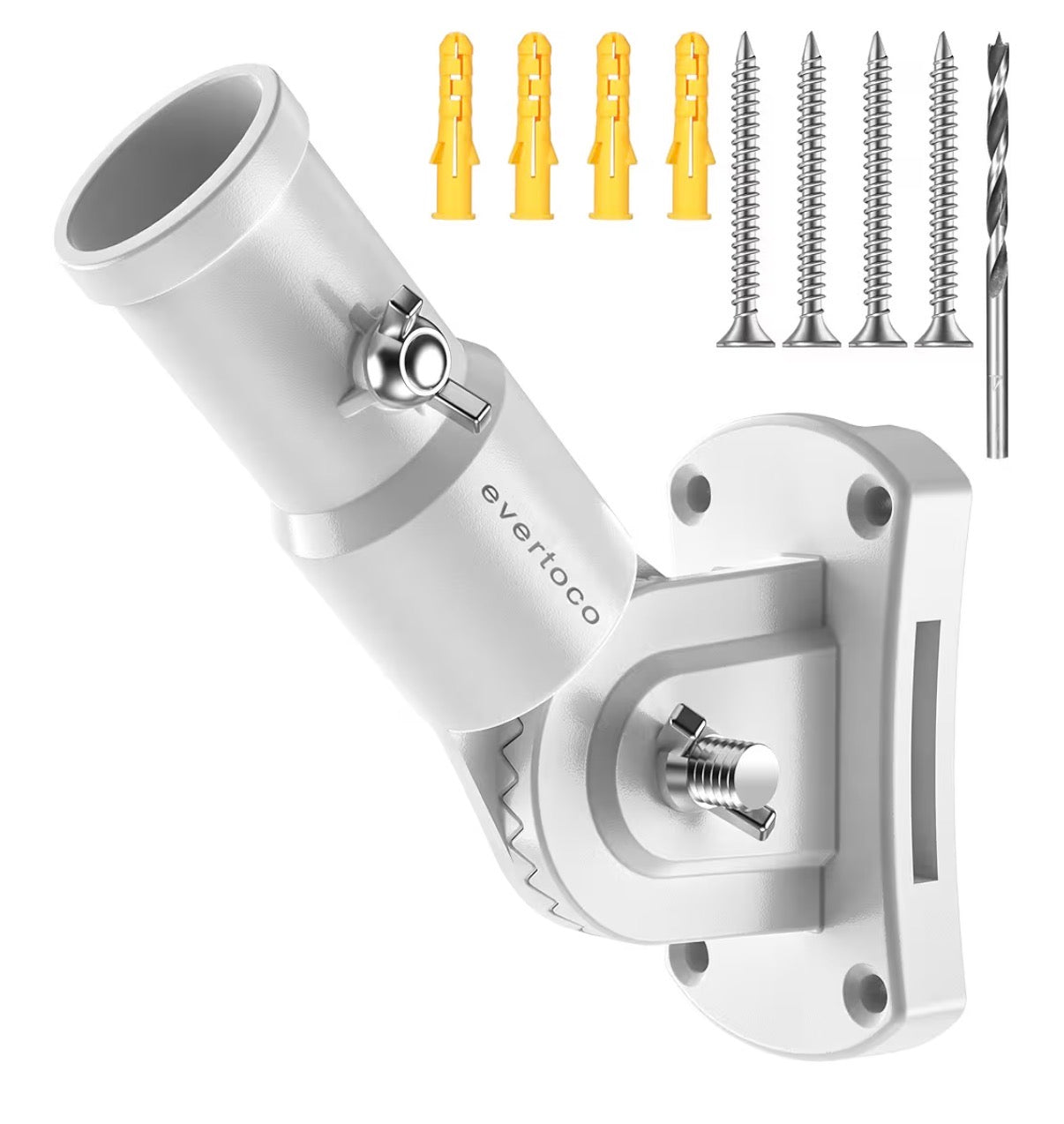 Heavy Duty T304 Stainless Steel Flag Pole Bracket 180 Degrees Adjustable Flag Pole Holder for House with 2 Installation Methods, Flag Mount for 1 Inch Diameter Pole, Wind Resistant & Rust Free (White) (New in Box)
