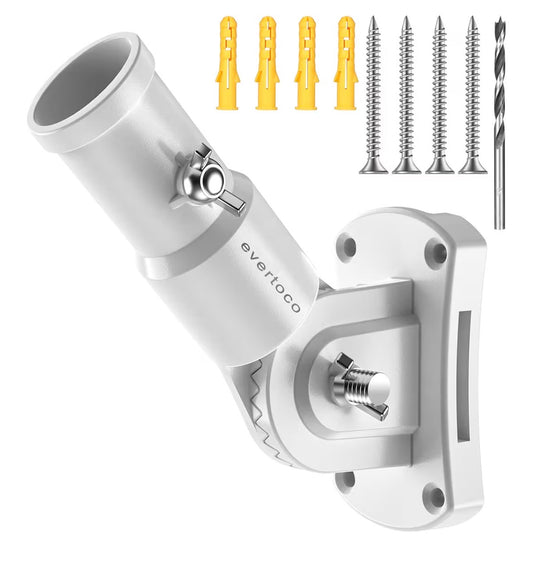 Heavy Duty T304 Stainless Steel Flag Pole Bracket 180 Degrees Adjustable Flag Pole Holder for House with 2 Installation Methods, Flag Mount for 1 Inch Diameter Pole, Wind Resistant & Rust Free (White) (New in Box)