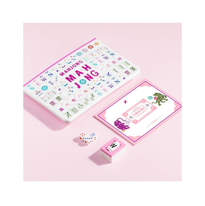 Pink American Mahjong Tile Set 160 Melamine Mahjong Tiles 1.2 Inch with Mahjong Tile Bag and Mahjong Accessories Suitable for Friends and Family Gatherings Mahjong Tiles (Pink) (New in Box)