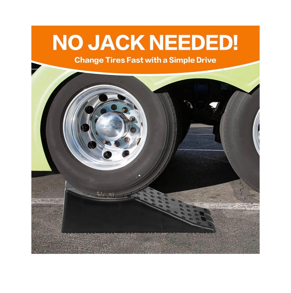2 Pack Tandem Wheel Ramp, Concave Portable Ramp, Heavy Duty Tire Changing Aid on Tandem Dual Axle Trailer, 5.5 Inch Tire Lift Trailer Wheel Jack RV Flat Tire Ramp (2) (New in Box)