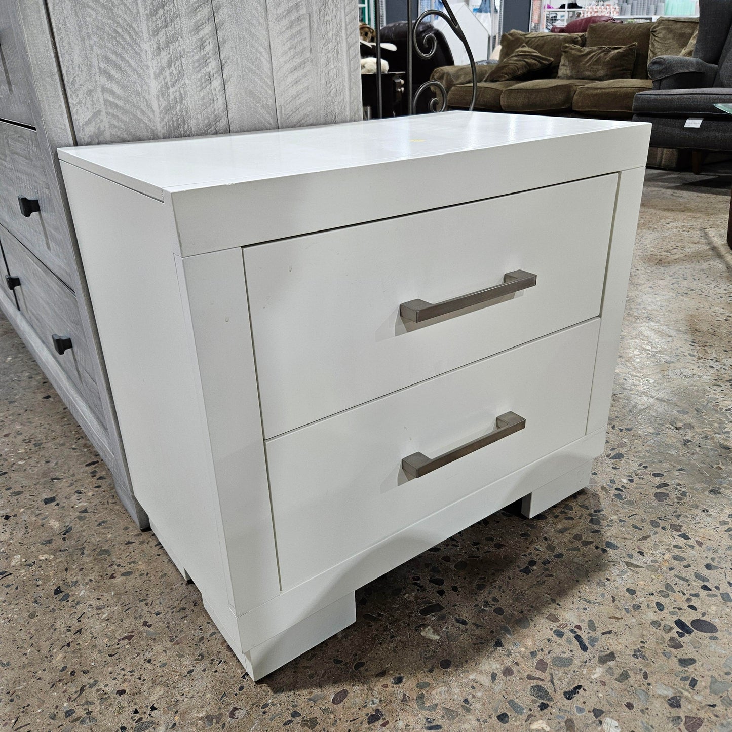 2 Drawer Contemporary Nightstand in White