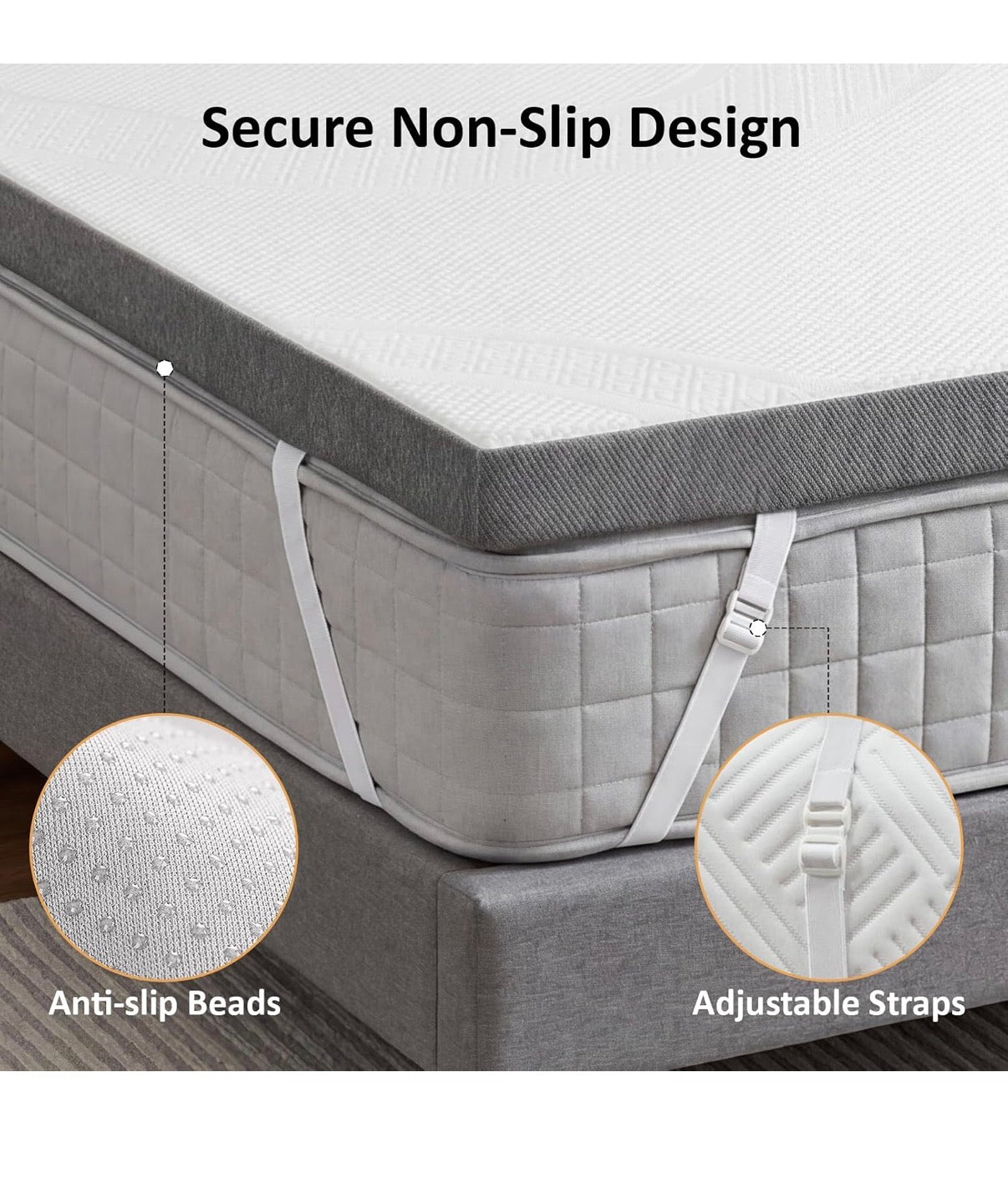 Extra Firm Mattress Topper King Size 4 Inch High Density Bed Topper Super Support Cozy Firm Mattress Pad for Back Pain Breathable Washable Cover with Ant-slip Straps (New in Box)
