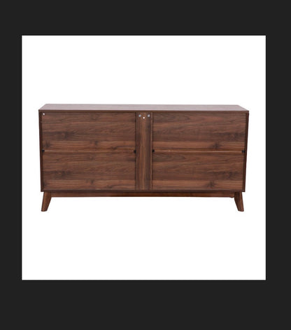 Flash Furniture 60 Inch Buffet Cabinet with 4 Soft Close Doors and Adjustable Shelves (Dark Walnut) (New in Box)