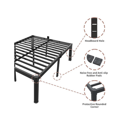 20 Inch Full Bed Frame with Rounded Corner Mattress Baffle Easy Assembly, Noise Free, 3500lbs Load Capacity, No Box Spring Needed, 18.4 Inch Storage Space, Headboard Hole, Heavy duty Steel (New in Box)