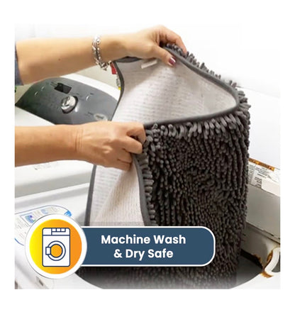Muddy Mat Super Water Absorbent Door Mat Indoor Microfiber Quick Dry Chenille Entry Rug, Slip Resistant Machine Washable 30 Inch X 19 Inch  (Gray)