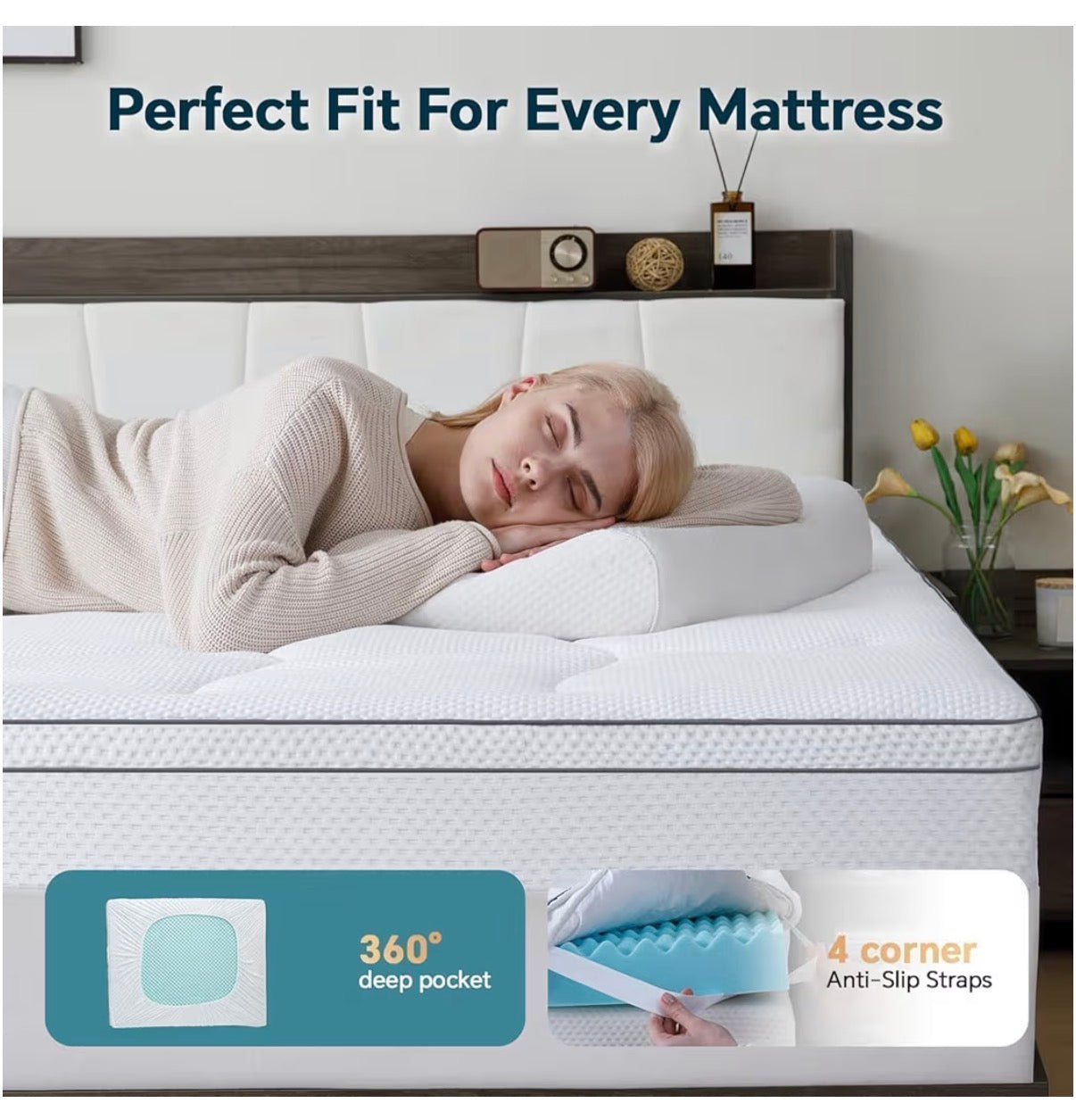 Firm Memory Foam Mattress Topper Queen Size Dual Layer 3 Inch Cooling Gel Memory Pad 1 Inch Pillow Top Mattress Cover for Back Pain 60 Inch X 80 Inch X 4 Inch