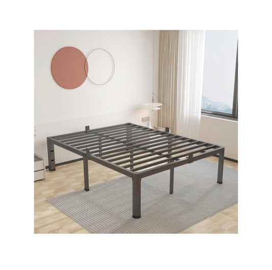 20 Inch Full Bed Frame with Rounded Corner Mattress Baffle Easy Assembly, Noise Free, 3500lbs Load Capacity, No Box Spring Needed, 18.4 Inch Storage Space, Headboard Hole, Heavy duty Steel (New in Box)