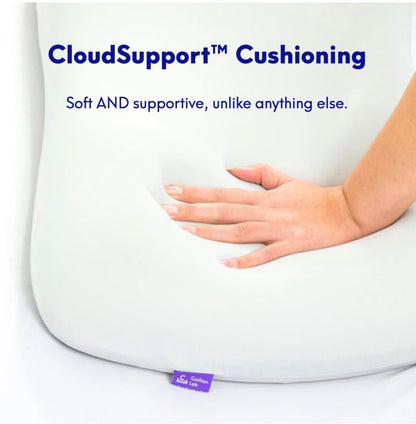 C Cushion Lab Deep Sleep Pillow Patented Ergonomic Contour Design for Slide & Back Sleeper, Orthopedic Cervical Shape Gently Cradles Head & Provides Neck Support & Shoulder Pain Relief (Light Gray) (New in Box)