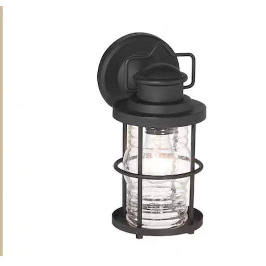 Allen + Roth Kerner Light 10.5 inch Matte Black Hardwired Outdoor Wall Light