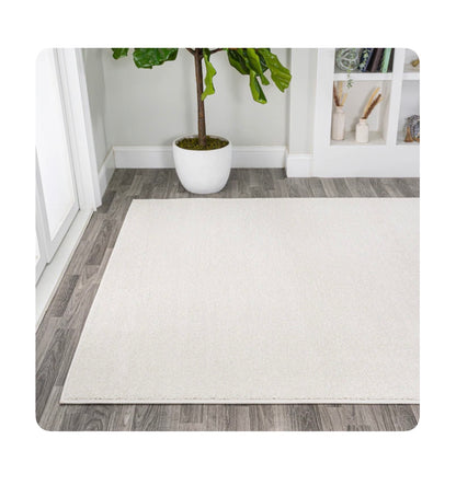 Super Soft Haze 9 Ft X 12 Ft. Loomed Polypropylene Cream Rectangular Indoor Solid Mid Century Modern (New)