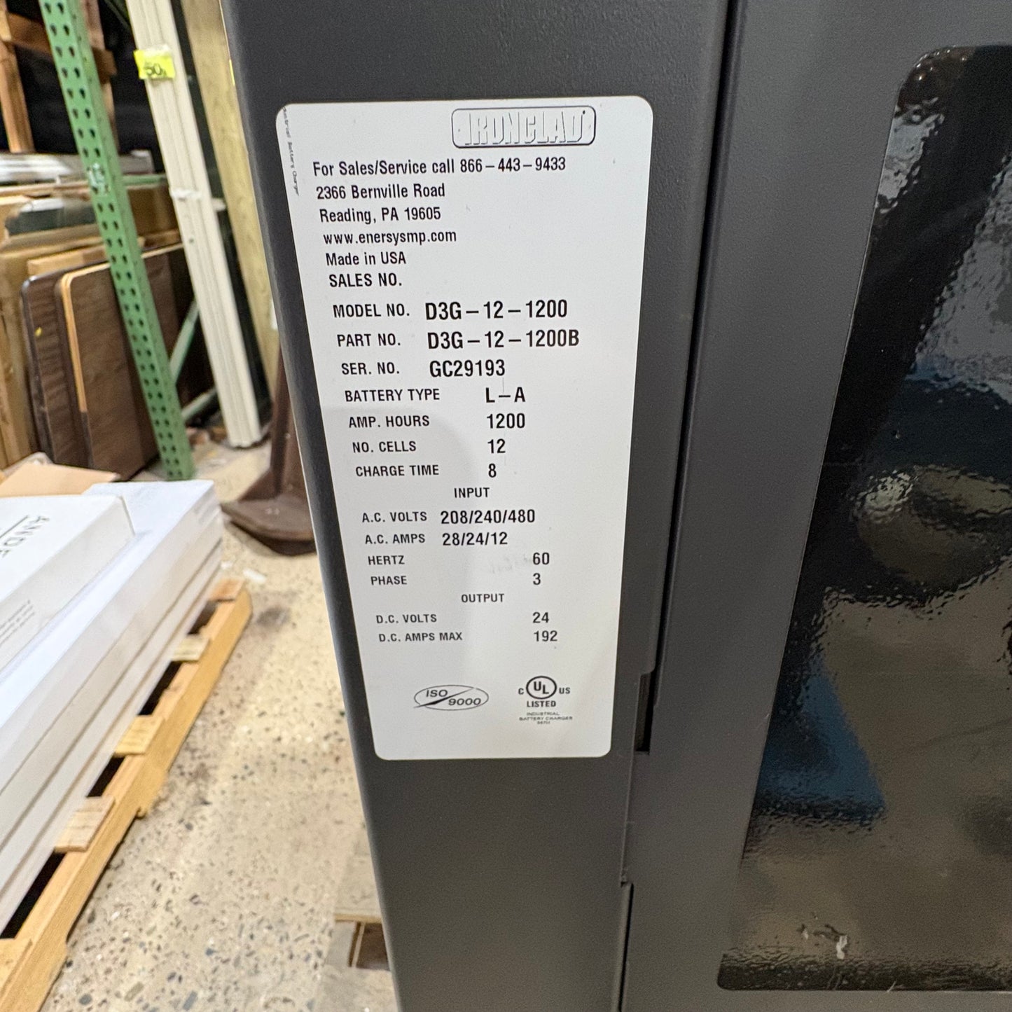 Enersys Gold Depth Double Forklift Charger