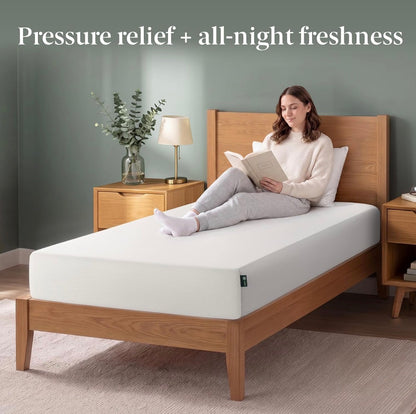 Zinus Memory Foam 8 Inch Green Tea Mattress, Twin Pressure-Relieving Comfort & Full Body Support, Naturally Fresh, CertiPUR-US & OEKo-Tex Certified Safe Materials (New in Box)