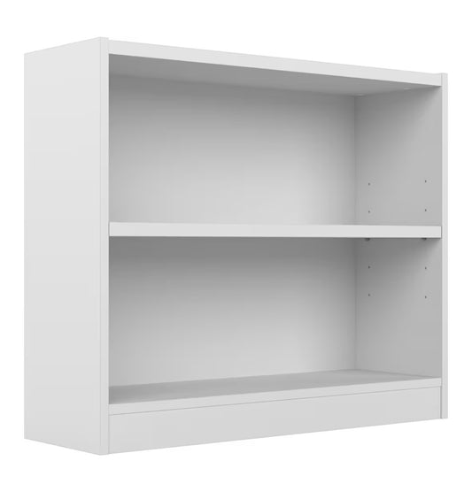 Bush Home Small 2 Shelf Bookcase, 2 Tier Bookshelf Storage Cabinet with Adjustable Shelf for Living Room, Bedroom or Home Office, Universal Collection (White) (New in Box)