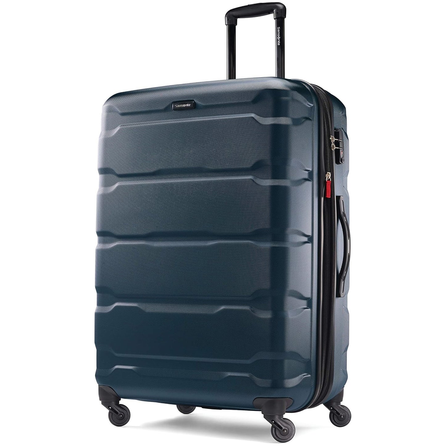 (New) Samsonite Omni PC Hardside Expandable Luggage with Spinner Wheels, Teal, Checked-Large 28-Inch
