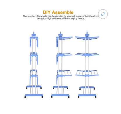 Clothes Drying Rack, 4 Tier Foldable Drying Rack for Clothes, Portable Laundry Rack with Wheels Indoor/Outdoor Freestanding (Gray) (New in Box)